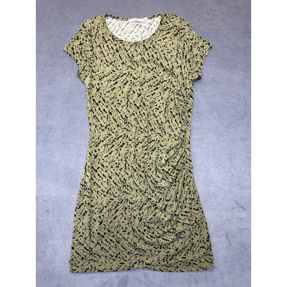 Francesca Short Sleeve Pullover Dress Rouche Side Olive Green/Black Women Med